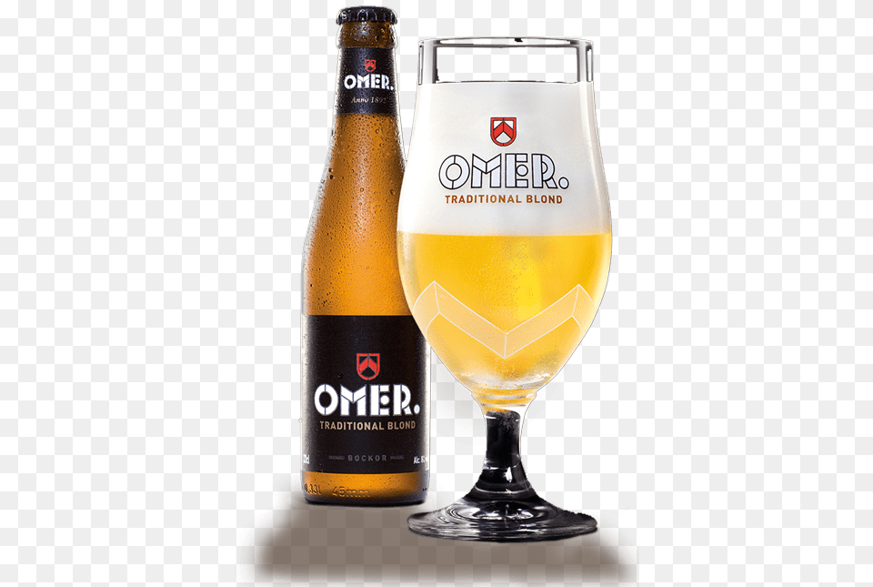 Omer Bottle And Glass, Alcohol, Beer, Beverage, Beer Bottle Png