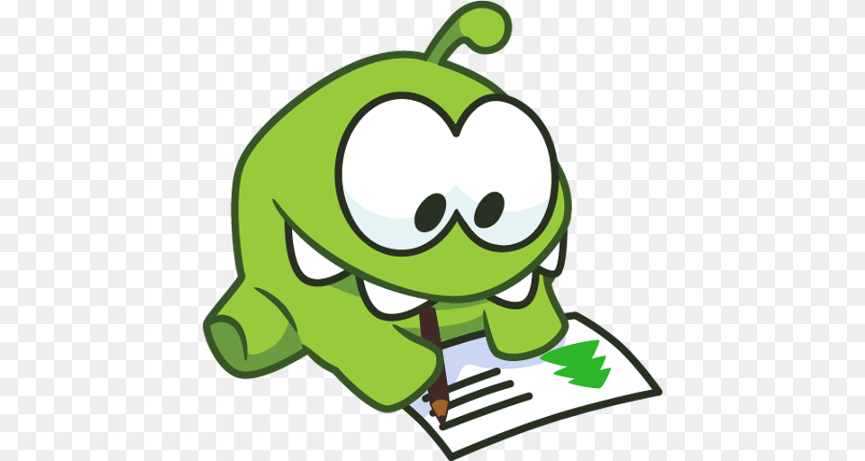 Omnom Cuttherope Note Card Green Ftestickers Omnomadve Free Png