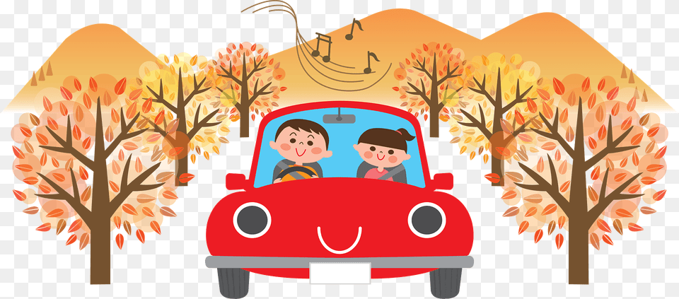 On A Driving Date In Autumn Clipart, Art, Graphics, Tree, Plant Free Png Download