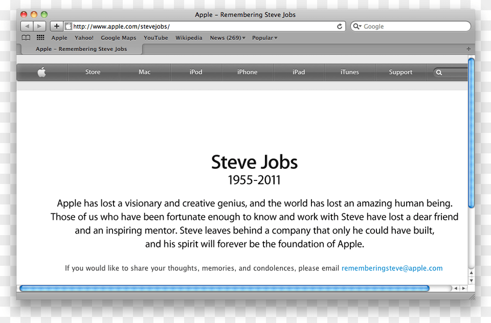 On A Sad Note I Would Like Extend My Deepest Condolences Steve Jobs 1955 2011, File, Webpage, Page, Text Free Transparent Png