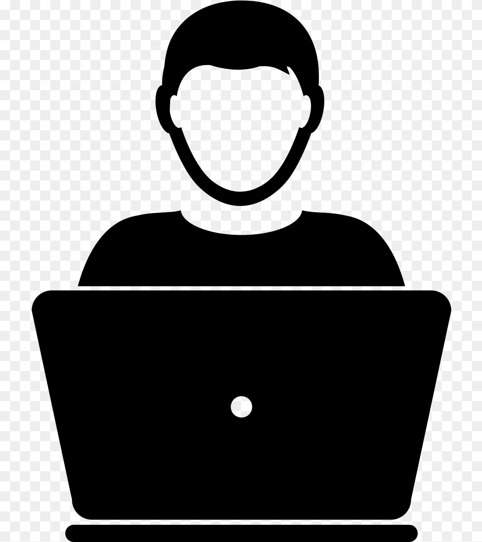 On Button Human With Computer Icon, Gray Free Transparent Png