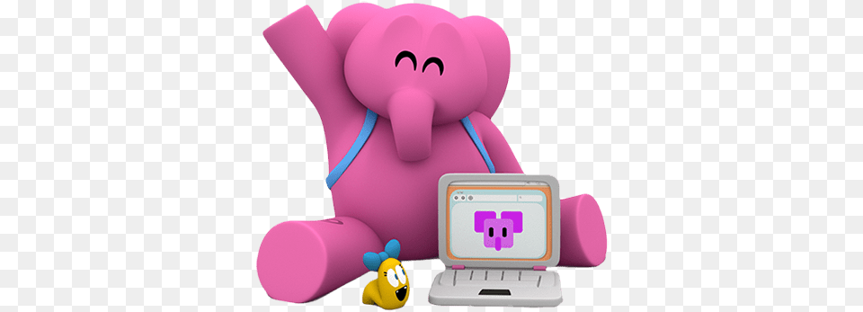 On Computer Pocoyo Elly, Electronics, Laptop, Pc, Plush Png