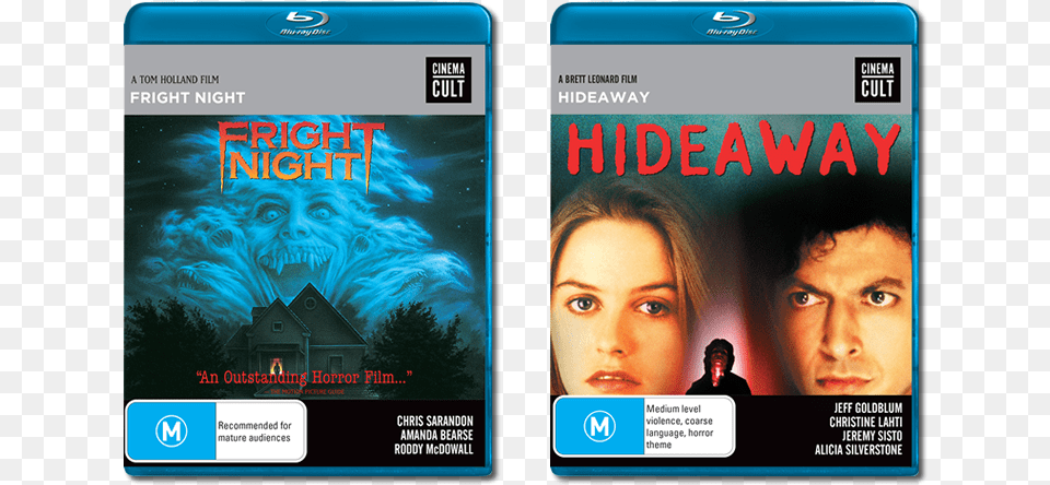 On February 6th Fright Night And Hideaway Will Release Hideaway 1995 Blu Ray, Text, Adult, Female, Person Png Image