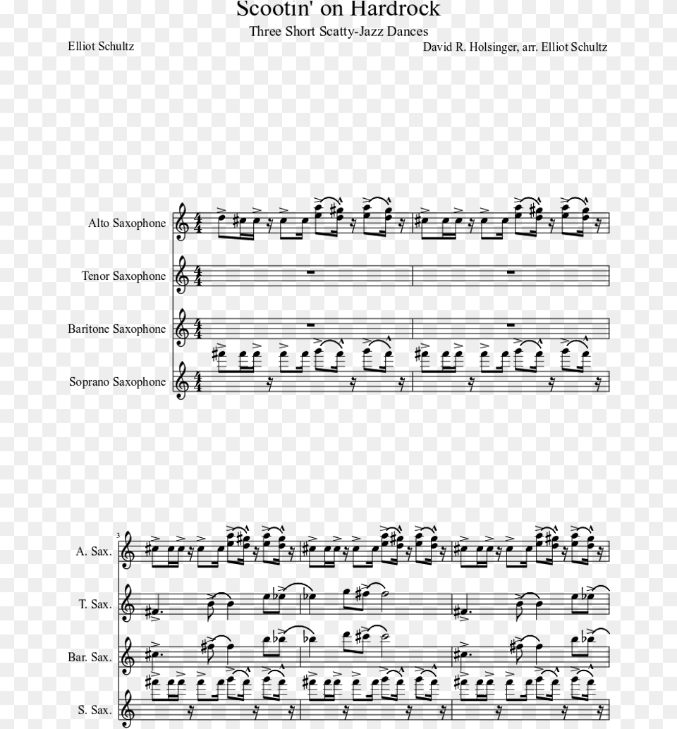 On Hardrock Saxophone Quartet Sheet Music Sheet Music, Gray Free Transparent Png