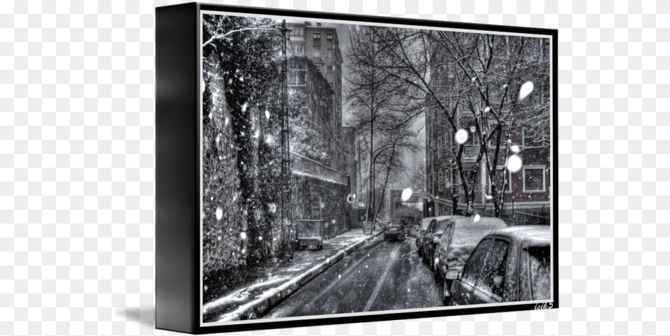 On The Road While Snowing By Isik Mater Snowy Street, Winter, Nature, Outdoors, Weather Png Image