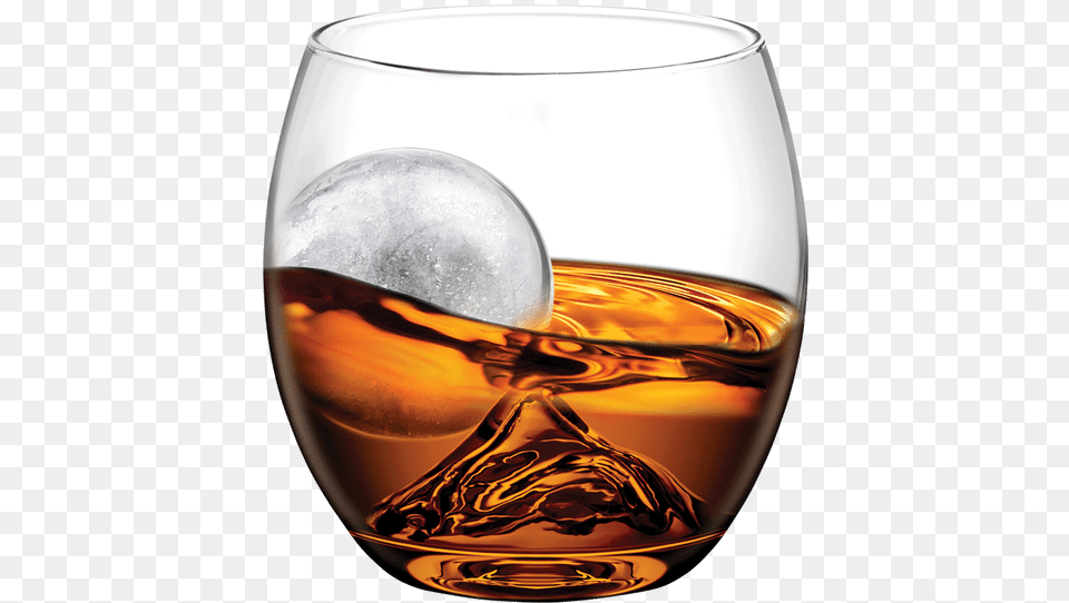 On The Rocks Glass Amp Ice Ball Glass With Liquid And Ice, Alcohol, Beer, Beverage, Liquor Free Png