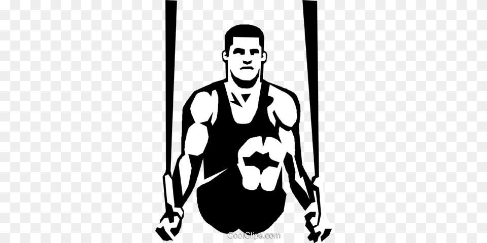 On The Royalty Vector Clip Art Mens Gymnastics Drawings On Rings, Stencil, Adult, Male, Man Png Image