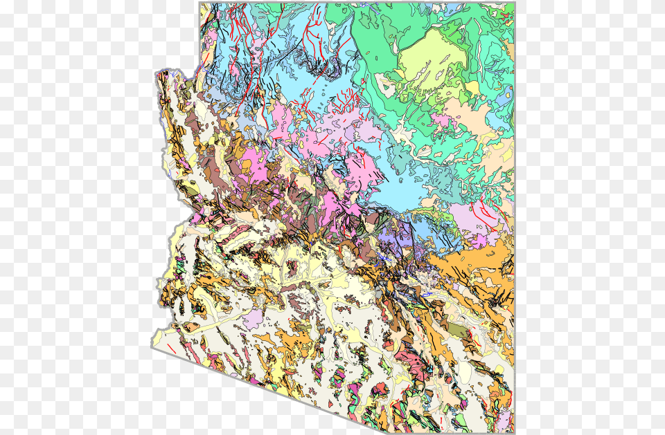 On These Maps Each Color Represents A Different Type Arizona Geologic Survey Map, Chart, Plot, Art, Painting Free Png