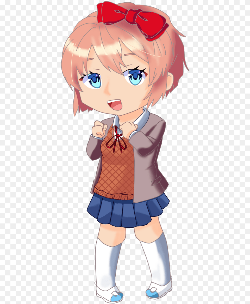 On Twitter Chibi Sayori Dokidokiliteratureclub Cartoon, Book, Publication, Comics, Baby Free Png Download