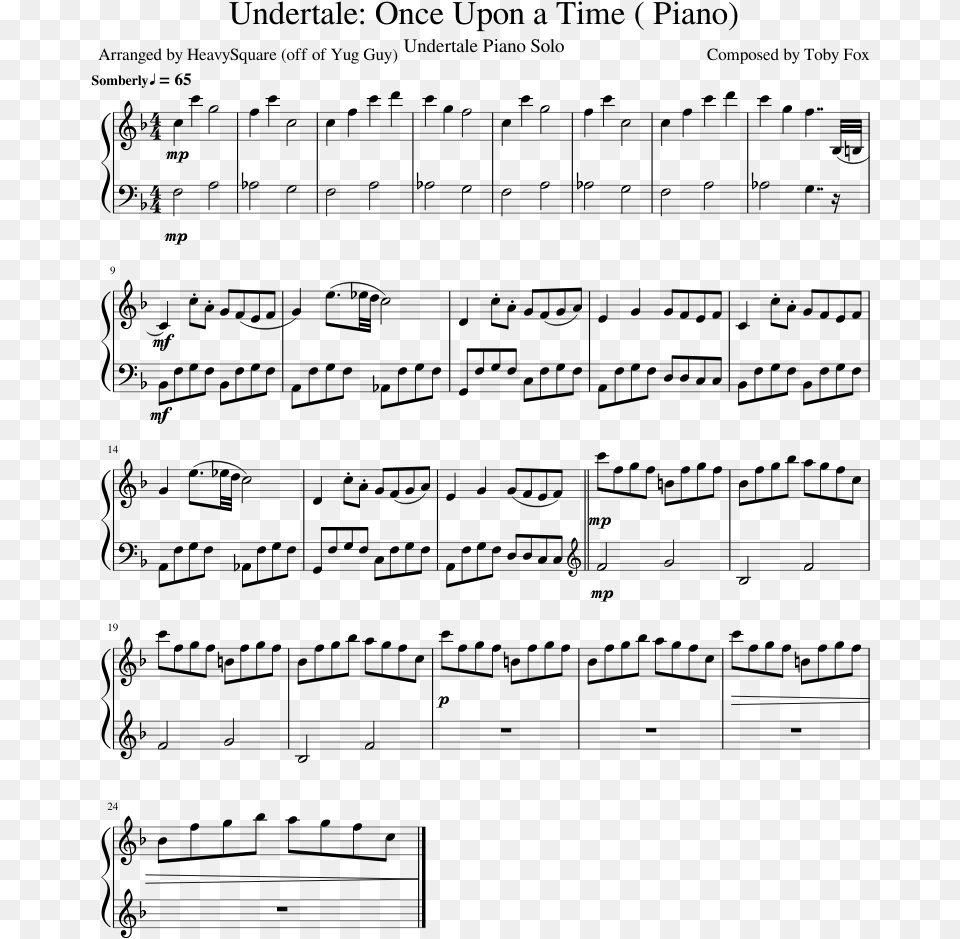 Once Upon A Time Undertale Partitura, Gray Free Png Download