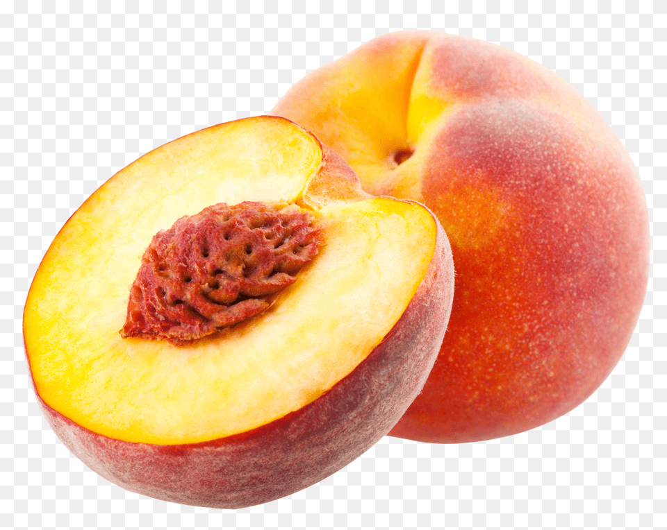 One And Half Peach Food, Fruit, Plant, Produce Png Image