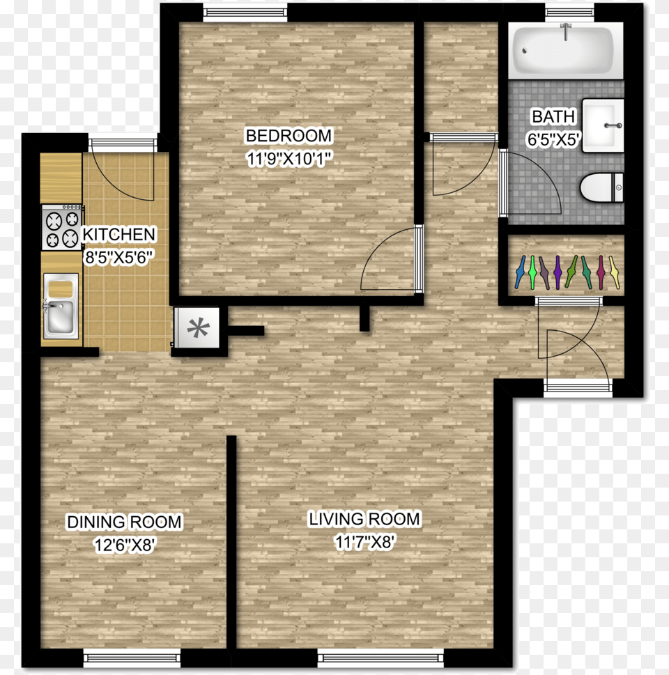 One Bedroom 1834 Ka, Diagram, Floor Plan Png Image
