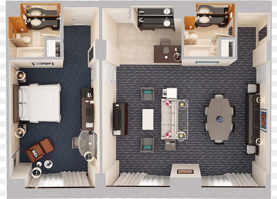 One Bedroom 3d Floor Plan, Indoors, Interior Design, Architecture, Building Free Transparent Png