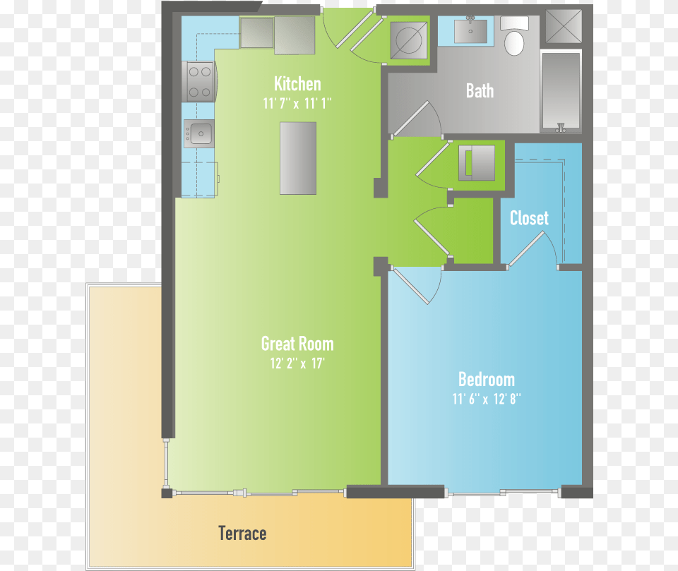 One Bedroom Apartment Apartment, Diagram, Floor Plan, Chart, Plan Png Image