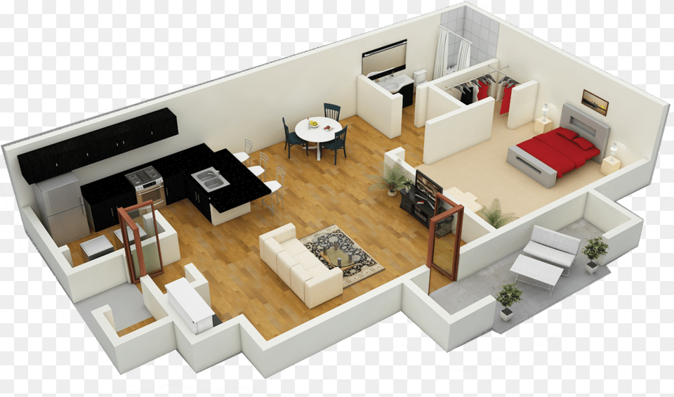 One Bedroom Floor Plan, Architecture, Room, Living Room, Indoors Free Png Download