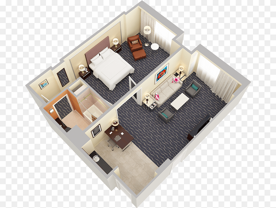 One Bedroom Suite Hilton Hotel Room 3d Plan, Diagram, Floor Plan, Indoors, Architecture Free Transparent Png