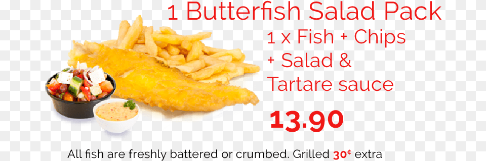 One Butterfish Salad Pack American Butterfish, Food, Fries, Lunch, Meal Png