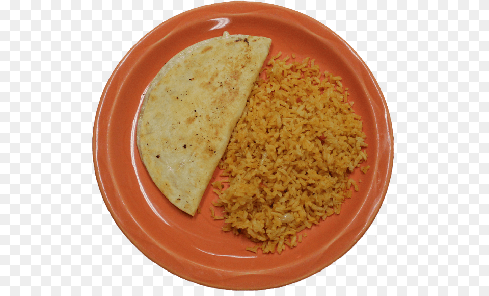 One Cheese Quesadilla And Rice Paratha, Food, Plate, Bread, Grain Png