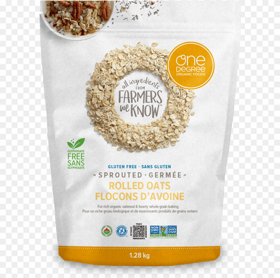 One Degree Organics Sprouted Rolled Oats, Food, Grain, Granola, Produce Png