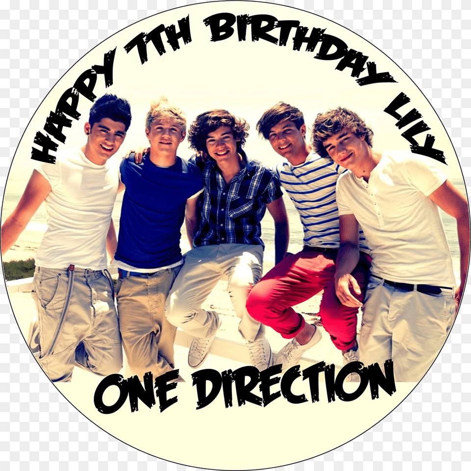 One Direction Round Edible Printed Birthday Cake Topper, Pants, T-shirt, Clothing, Face Png