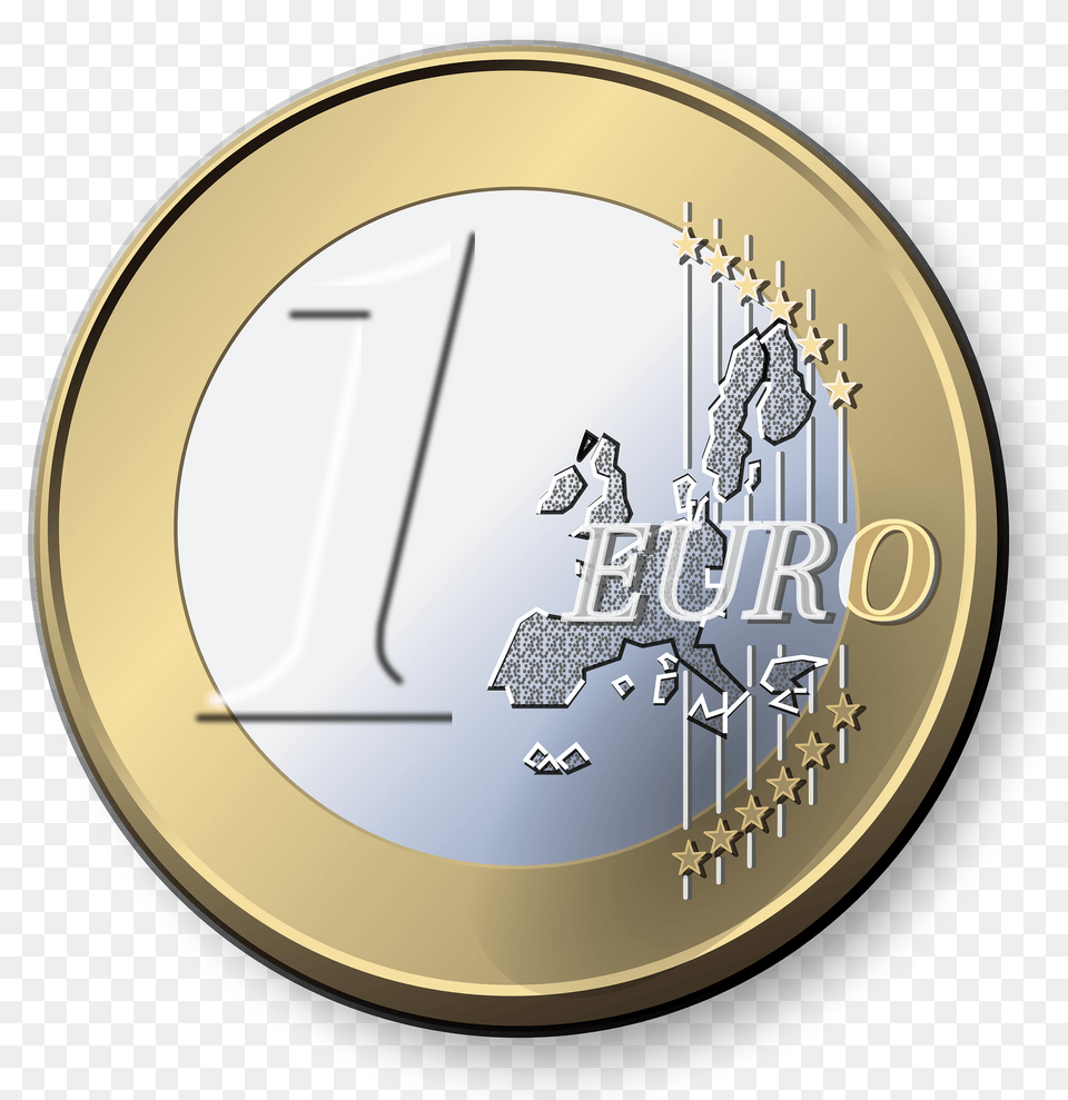 One Euro Coin Clipart, Money, Gold, Disk Png