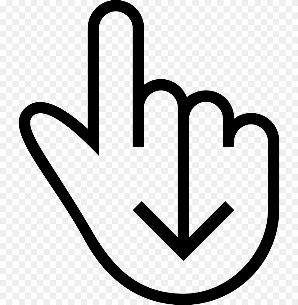 One Finger Swipe Down Gesture Of Hand Outline Symbol Pull Down Gesture Icon, Clothing, Glove, Hat, Stencil Png Image