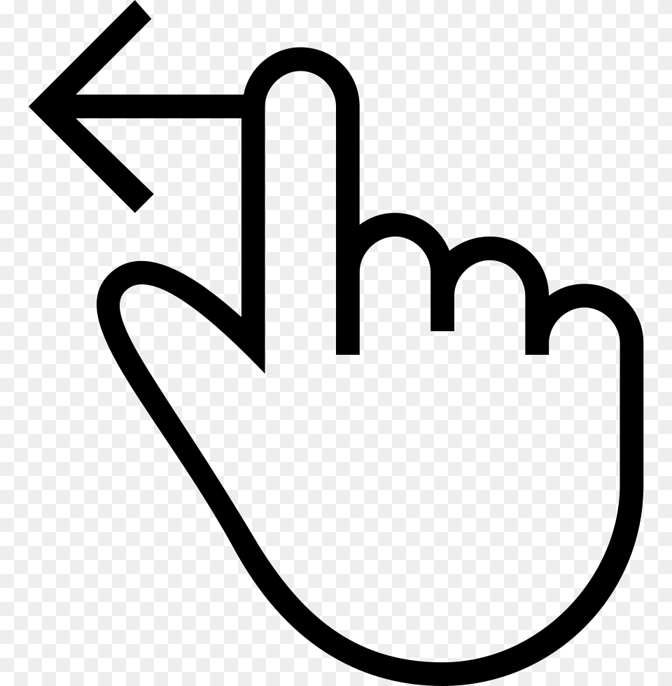 One Finger Swipe Left Gesture Outlined Hand Symbol Subscribe Button Hand, Clothing, Glove, Stencil, Hat Free Transparent Png