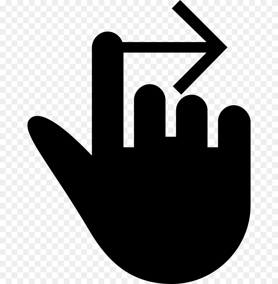 One Finger Swipe Right Gesture Of Black Hand Symbol Finger, Stencil, Silhouette, Clothing, Glove Free Png Download