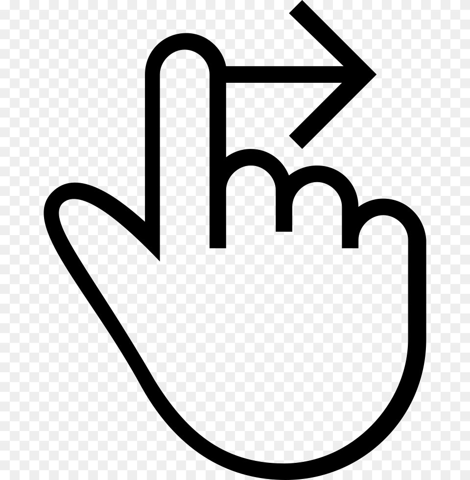 One Finger Swipe Right Gesture Of Hand Stroke Symbol Finger Swipe Icon, Clothing, Glove, Stencil, Hat Png Image