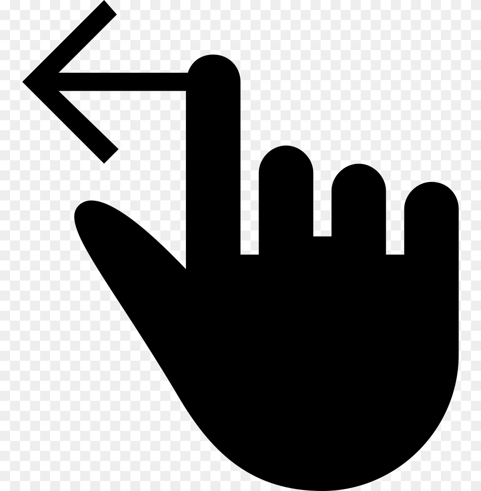 One Finger Swipe To Left Black Hand Symbol One Black Left Hand, Cutlery, Fork, Silhouette, Stencil Free Png