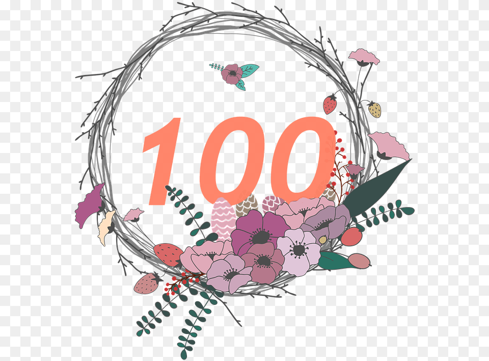 One Hundred Days Congratulations Card Flowers Border Bunga Lingkaran, Art, Graphics, Pattern, Baby Png Image