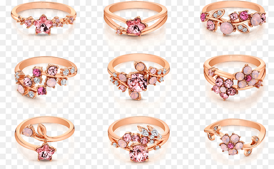One Of Nine Rose Gold Plated Cherry Blossom Rings Each Body Jewelry, Accessories, Ring Free Png Download