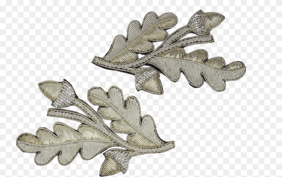 One Pair Of Silver Oak Leaf Repeat Patterns Gilt Gambel Oak, Accessories, Jewelry, Brooch Free Png