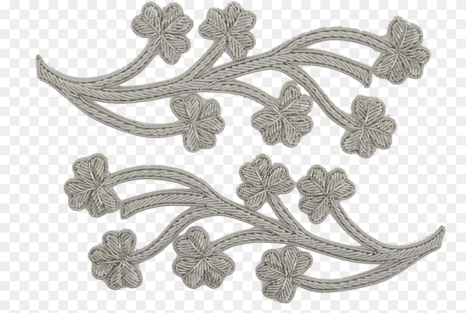 One Pair Of Silver Shamrock Repeat Patterns Gilt Lace, Pattern, Embroidery Free Png