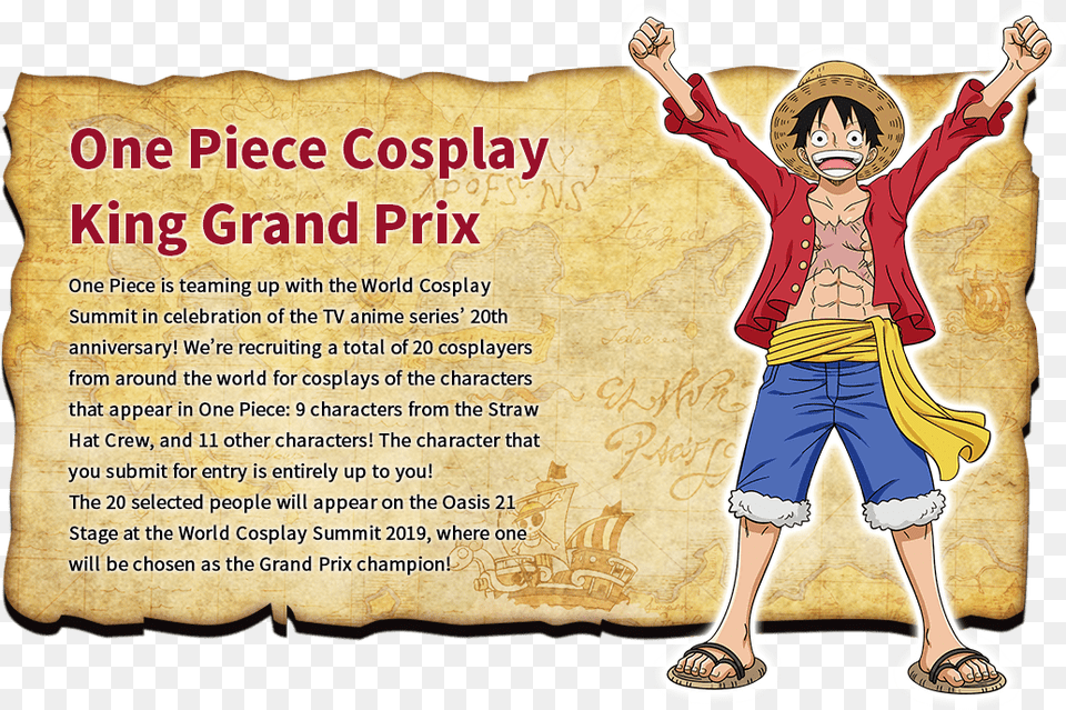 One Piece Cosplay King Grand Prix Summary Poster, Advertisement, Person, Male, Publication Png Image