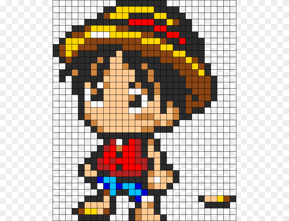 One Piece Cutie Luffy Perler Bead Pattern Bead Sprite Pixel Art One Piece Luffy, Chess, Game Free Transparent Png