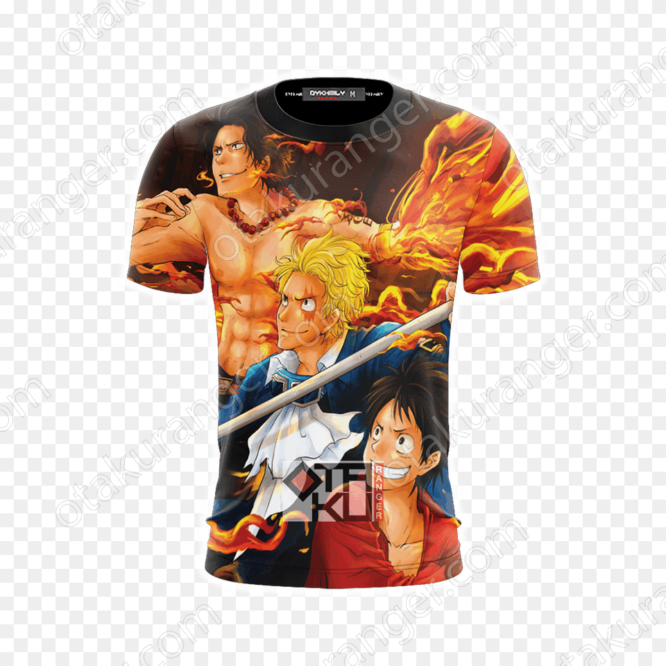 One Piece Luffy Ace Sabo 3d T Shirt Cartoon, Book, Clothing, T-shirt, Publication Png Image
