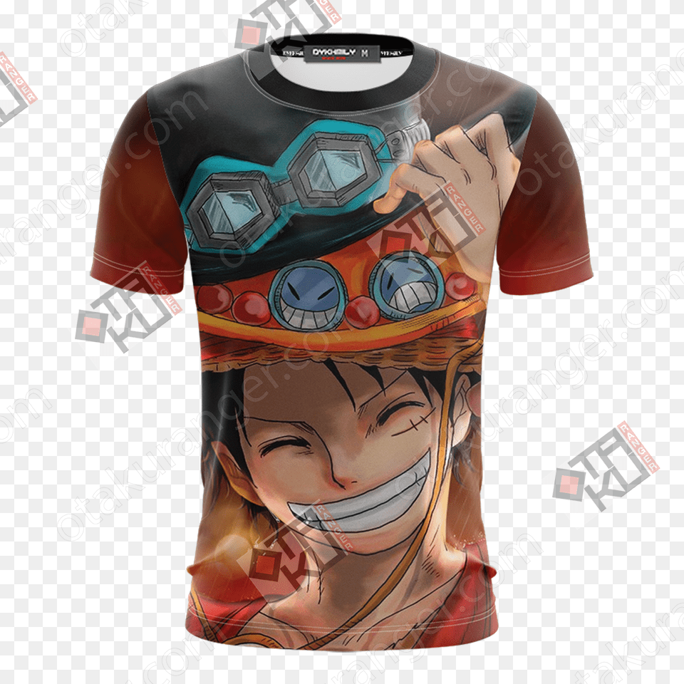 One Piece Luffy Ace Sabo Unisex 3d T Shirt Jojo39s Bizarre Adventure Jotaro Shirt, T-shirt, Clothing, Adult, Person Png Image