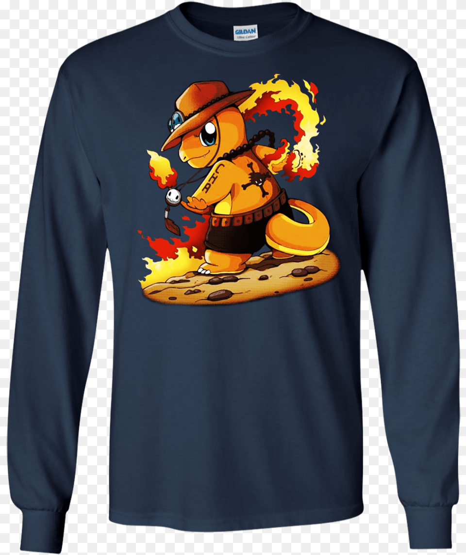 One Piece Pokemon Ace And Charizard Shirt Hoodie, Clothing, Long Sleeve, Sleeve, T-shirt Free Png Download