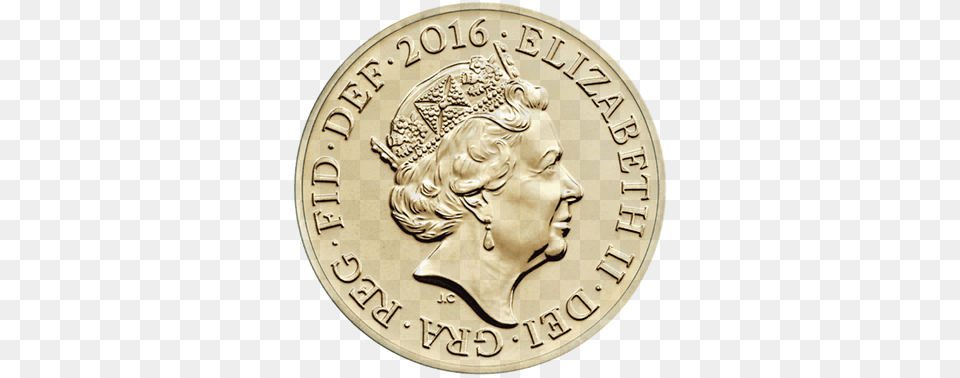 One Pound Coin Elizabeth Queen, Gold, Money Png