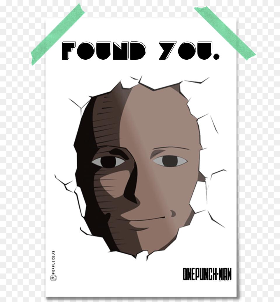 One Punch Man Saitama Found You Wall Break Through Saitama Face, Advertisement, Book, Poster, Publication Png Image