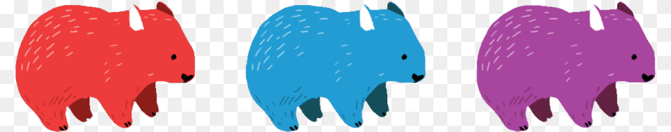 One Red One Blue And One Purple Illustration, Animal, Bear, Mammal, Wildlife Free Png Download