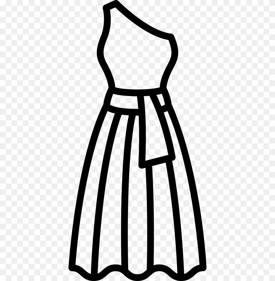 One Shoulder Dress Svg Icon Dress, Stencil, Clothing, Bow, Weapon Free Png