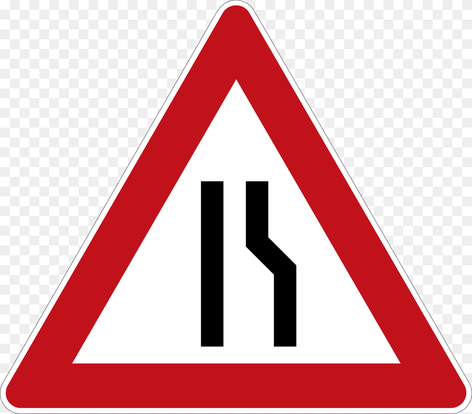 One Sided Road Narrowing Clipart, Sign, Symbol, Road Sign Free Png Download