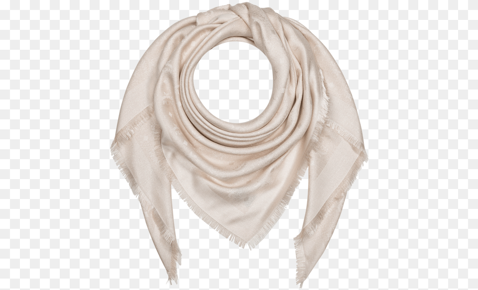 One Size Monogram Lurex Scarf Beige Scarf, Clothing, Adult, Female, Person Free Transparent Png