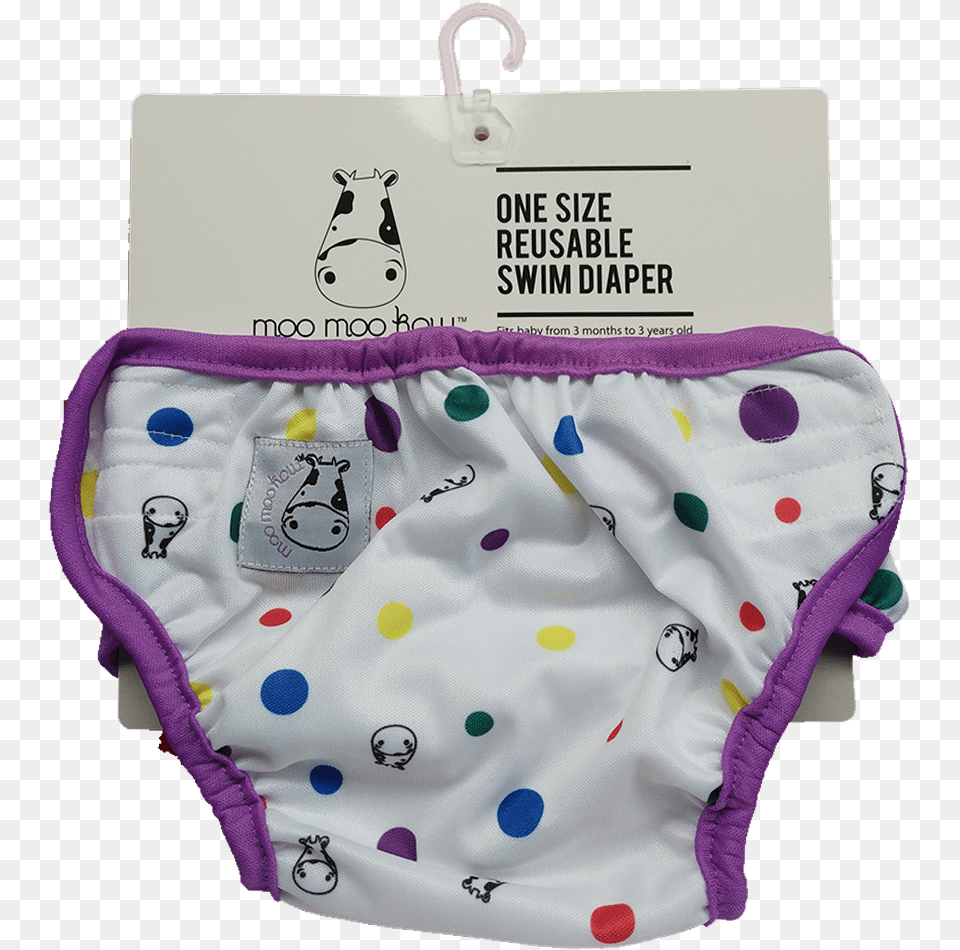 One Size Swim Diaper Dot With Purple Border Moo Moo Kow Png Image