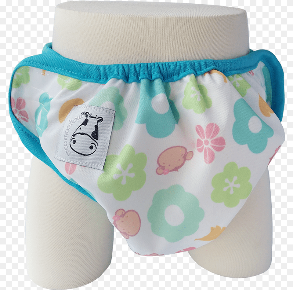 One Size Swim Diaper Mooky Flower With Blue Border Briefs Free Png Download