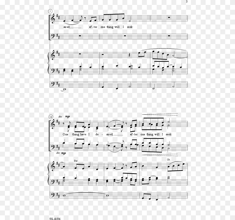 One Thing Have I Desired Thumbnail Sheet Music, Gray Png Image