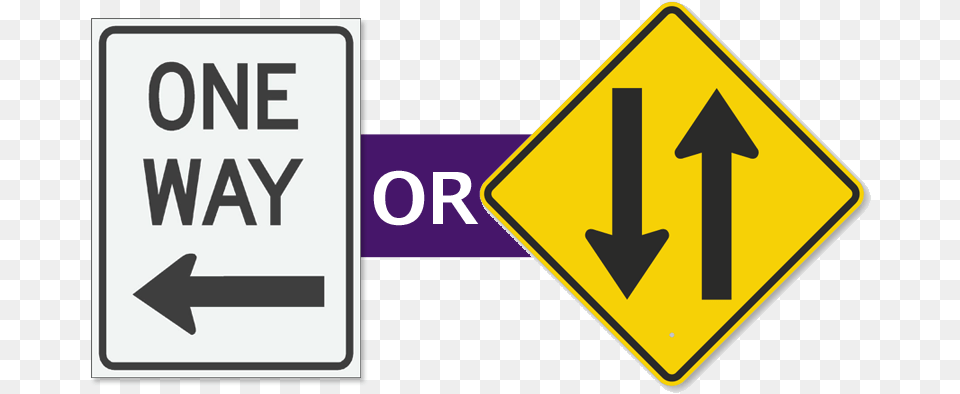 One Way Communication Or A Two Way Conversation Divided Highway Sign, Symbol, Road Sign Free Transparent Png