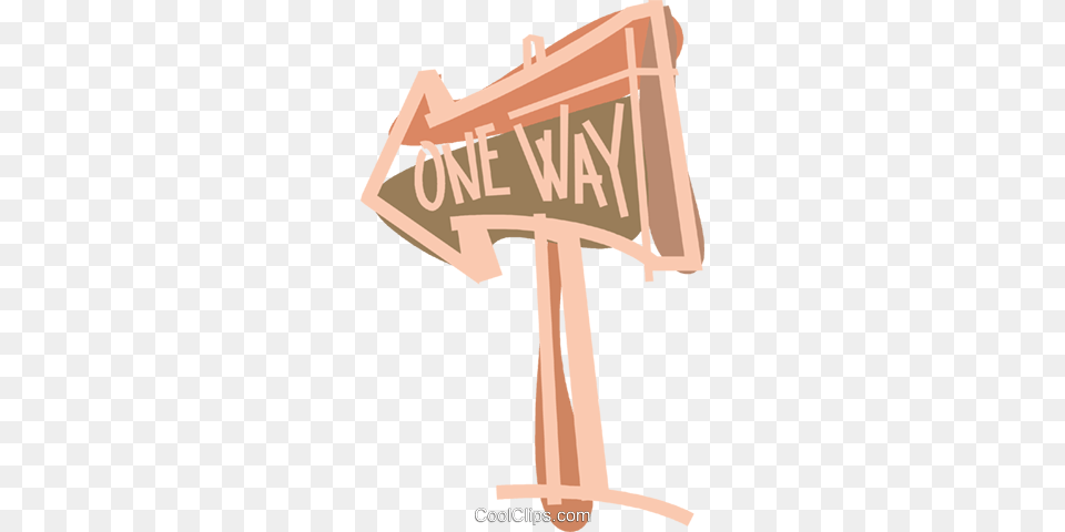 One Way Road Sign Royalty Vector Clip Art Illustration Plywood, Symbol, Text, Cross Free Png